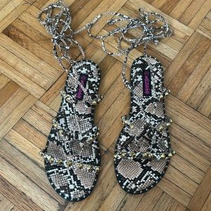 Snake Print Lace Up Sandals
